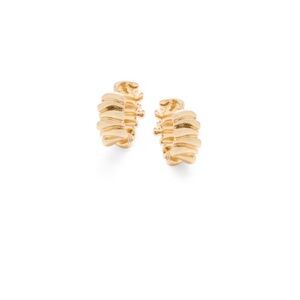 AREA Gold Leaf-Texture Huggies Earrings NWT